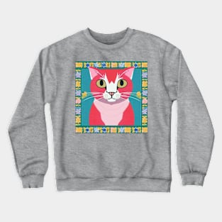 Pink cat in the frame Crewneck Sweatshirt